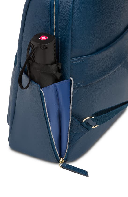 Shop Swissgear 9901 Faux Leather Laptop Backpack In Navy