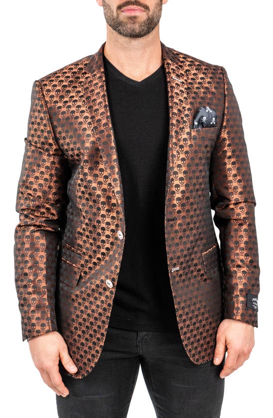 Shop Maceoo Skull Repeat Sport Coat In Orange