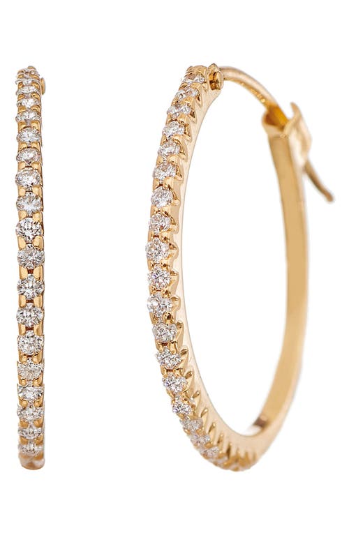 Sethi Couture Micro Prong Diamond Hoop Earrings In Yellow Gold/diamond