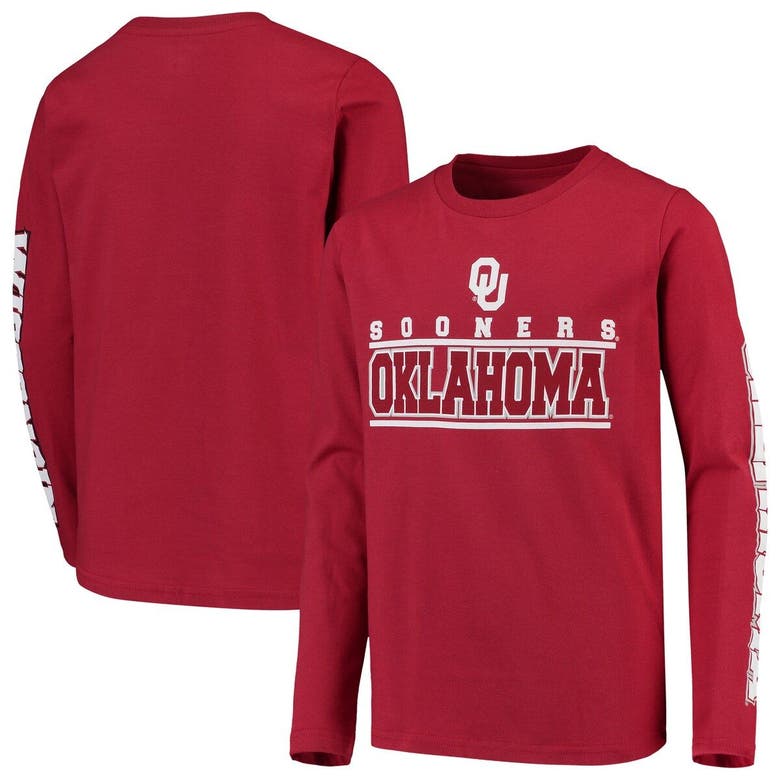 Outerstuff Kids' Youth Crimson Oklahoma Sooners Transition Two-hit Long Sleeve T-shirt