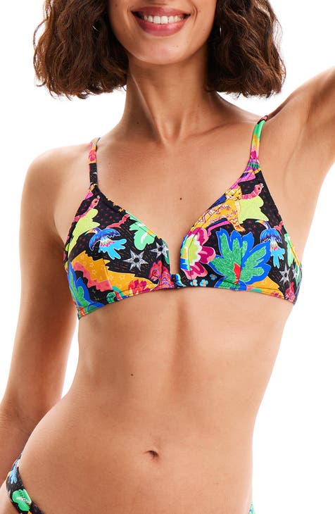 Outlet Sale Bikini Desigual Triángulo Con Estampado Marino