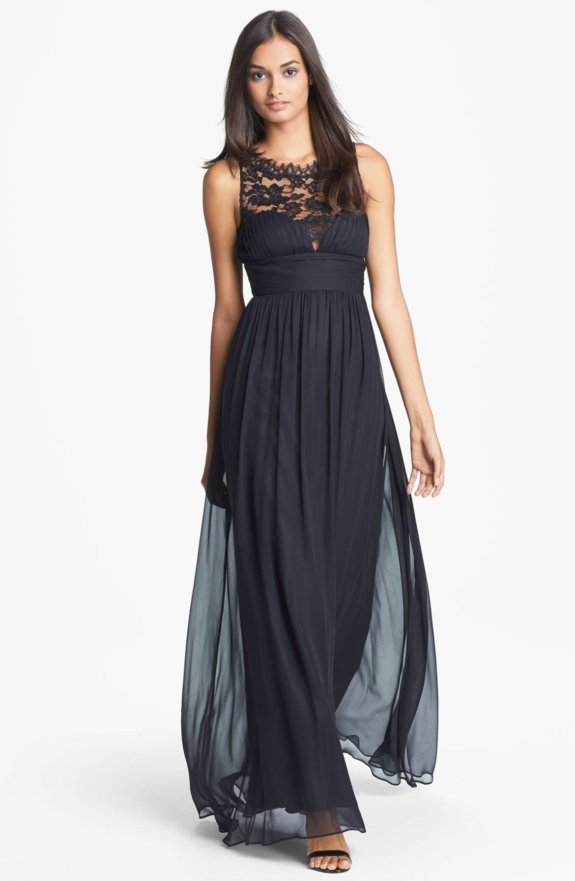 Aidan Mattox Embellished Lace & Silk Chiffon Gown (Online Only) | Nordstrom