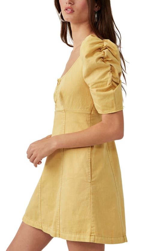Free People Cheyenne Denim Minidress In Sand Dune