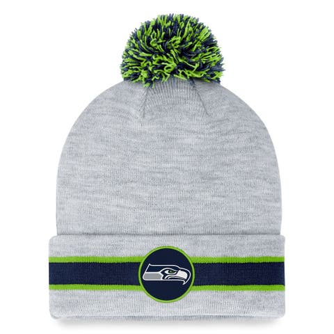 Youth Mitchell & Ness Royal Seattle Seahawks Retro Script Cuffed Knit Hat with Pom