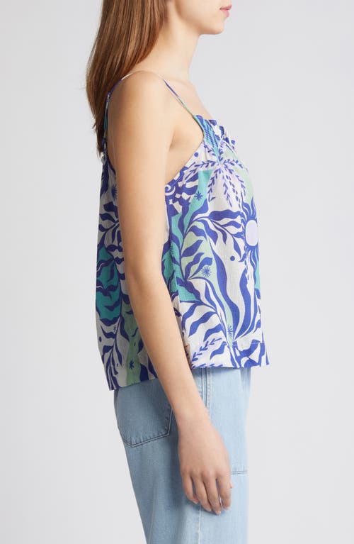 Shop Xirena Xírena Tavi Print Cotton Camisole In Stellar Blue Helios