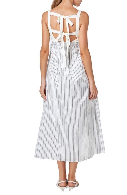 Shop English Factory Tie Back Knit Combo Sundress In Off White/navy