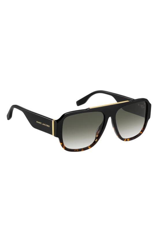 Shop Marc Jacobs 58mm Flat Top Sunglasses In Black Havana/ Green Shaded