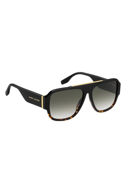 Shop Marc Jacobs 58mm Flat Top Sunglasses In Black Havana/green Shaded