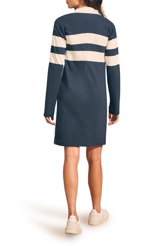 FAHERTY RUGBY STRIPE LONG SLEEVE COTTON POLO DRESS