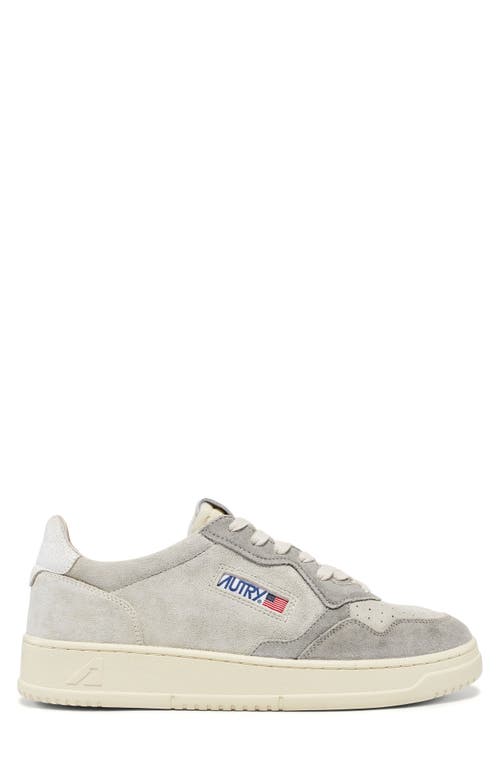 Shop Autry Medalist Low Sneaker In Suede Grey/cream