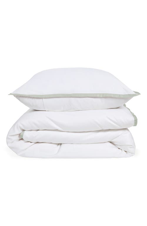 Pom Pom at Home Langston Sateen Duvet Cover & Sham Set in White/Seaglass at Nordstrom