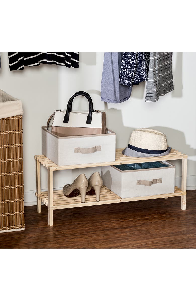 HONEYCANDO 2Tier Natural Wood Shoe Rack Nordstromrack