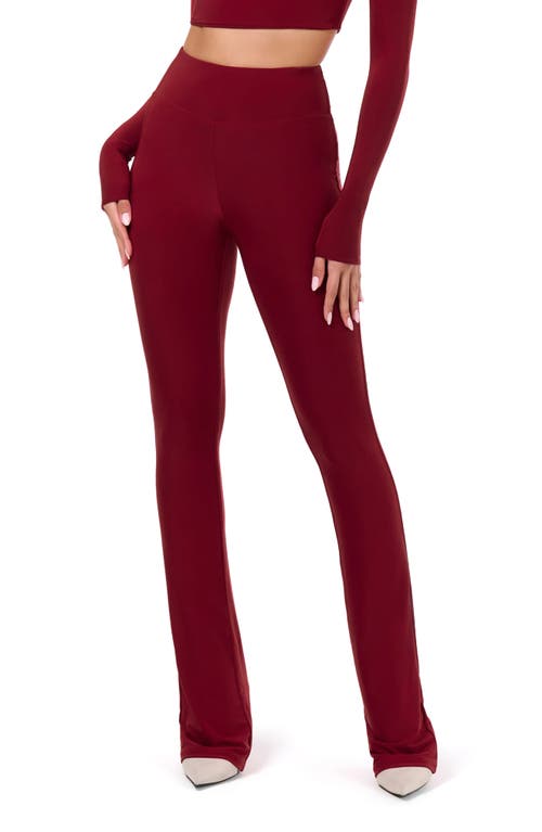 Naked Wardrobe Hourglass High Waist Bootcut Pants in Dark Red at Nordstrom, Size Medium