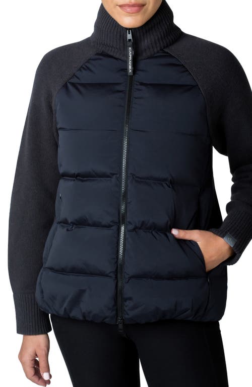Acletta Knit Contrast Puffer Jacket in Black