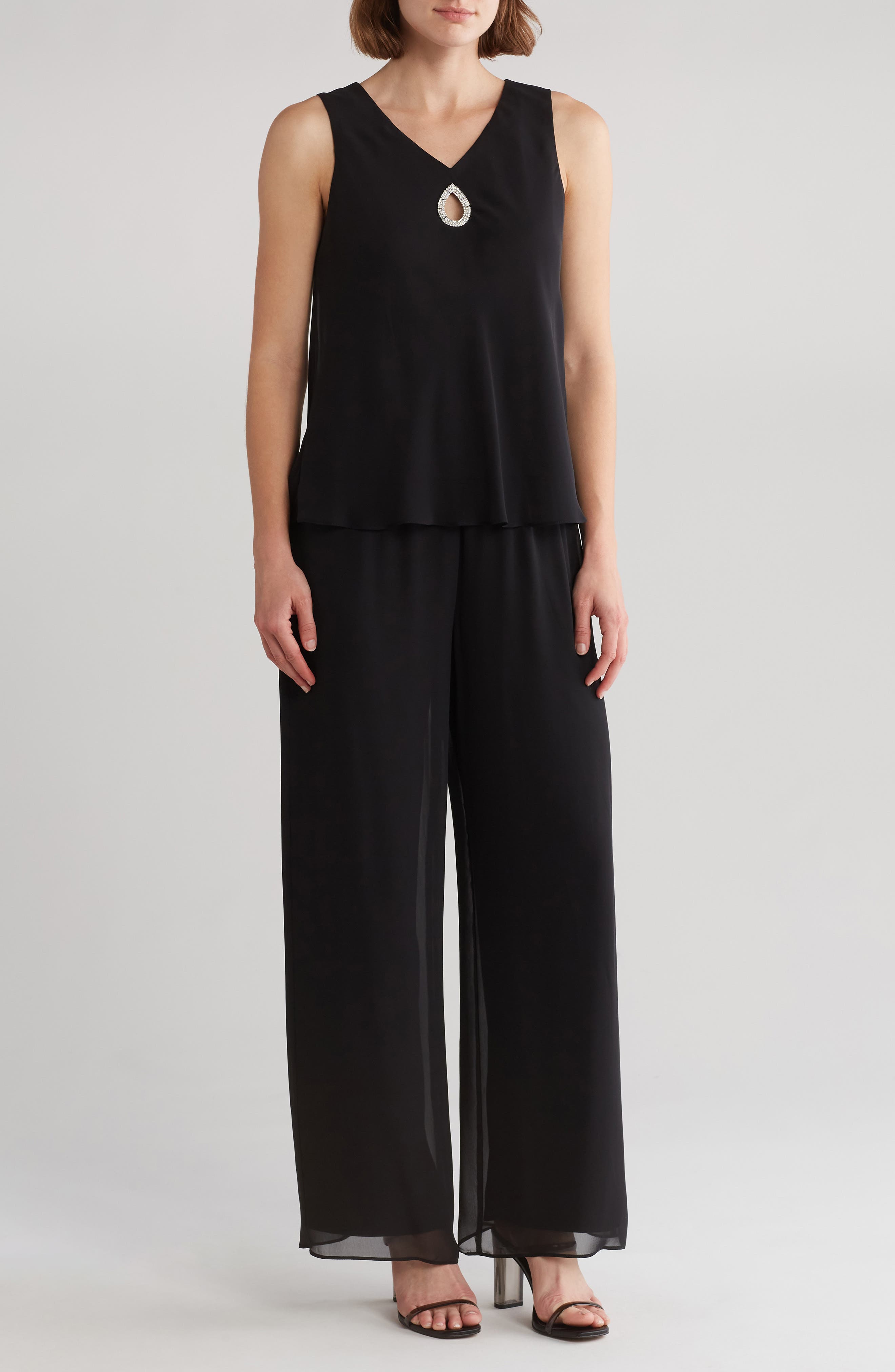 Marina Women's Chiffon Detailed Jumpsuit - Off Shoulder, Beaded Trim, Elegant - View #11