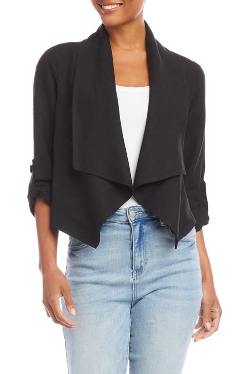 Karen Kane Drape Lapel Open Front Jacket Black at Nordstrom,