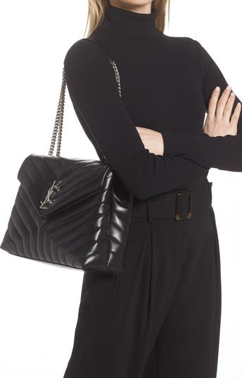 Saint Laurent Medium Loulou Leather Shoulder Bag Nero