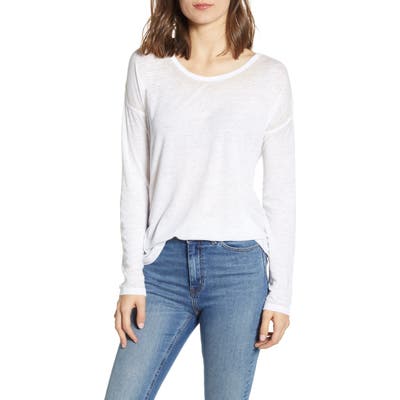 Splendid Zander Long Sleeve Burnout Tee, White