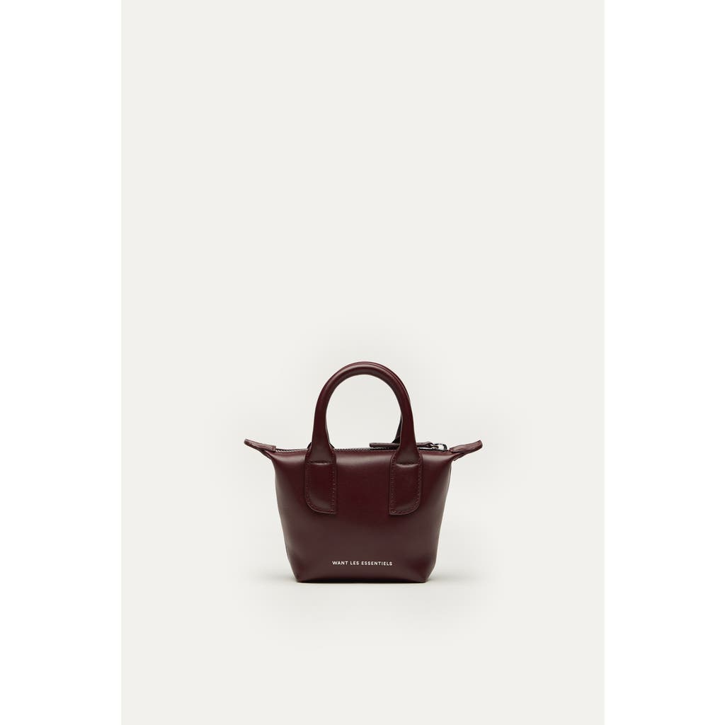 Want Les Essentiels Micro O'Hare Smooth Leather Crossbody Bag in Dark Cherry