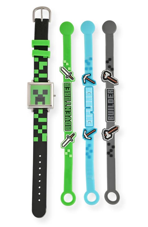 Kids' Minecraft LCD Watch & Bracelet Set (Big Kid)