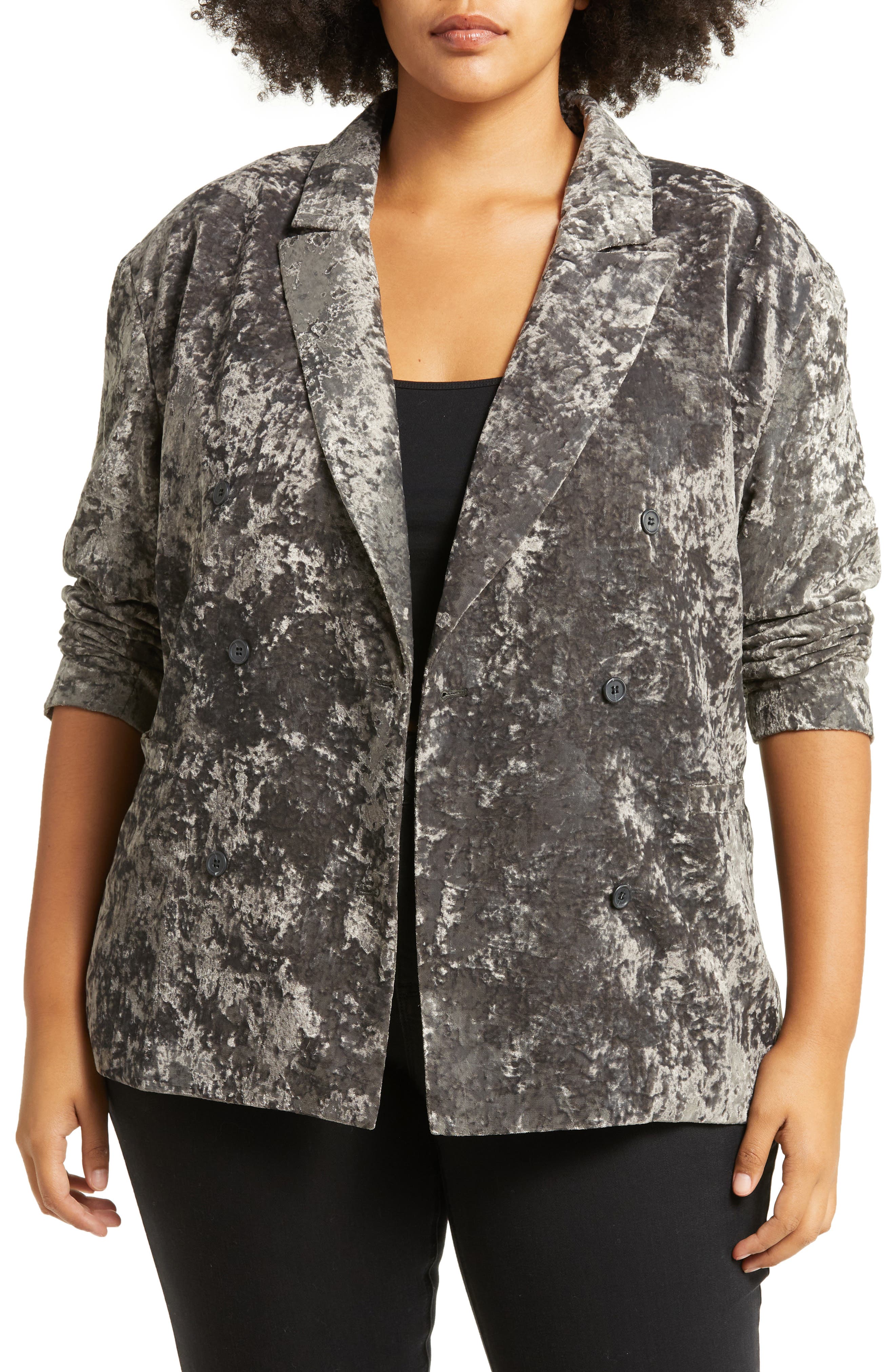 grey velvet blazer womens