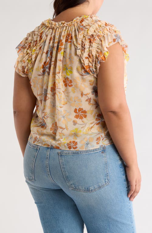 Joie Tezza Silk Top In Apricot Buff Multi