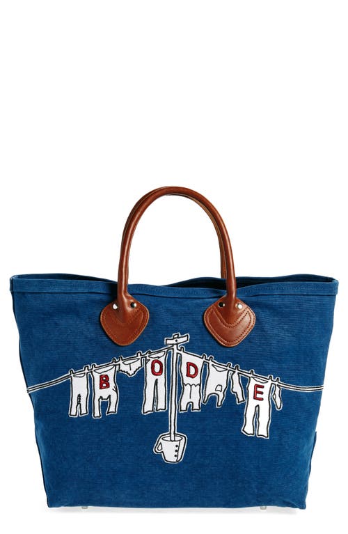 Bode Clothesline Embroidered Appliqué Canvas Tote in Blue Multi at Nordstrom