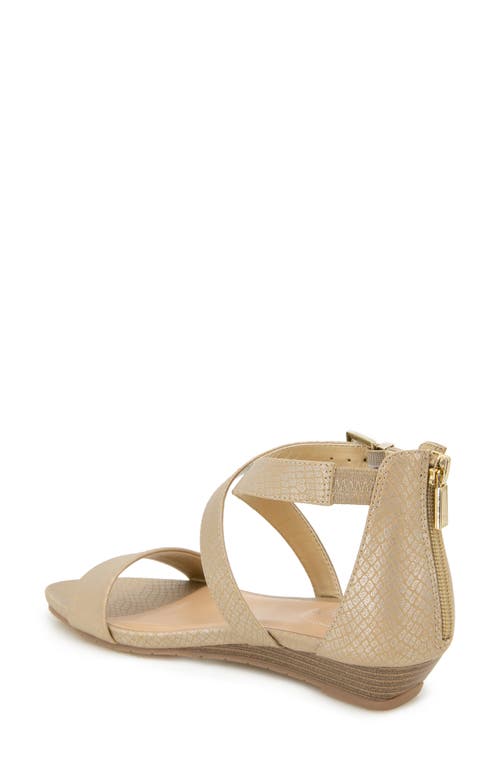 Shop Reaction Kenneth Cole Great Cross Wedge Sandal In Soft Gold