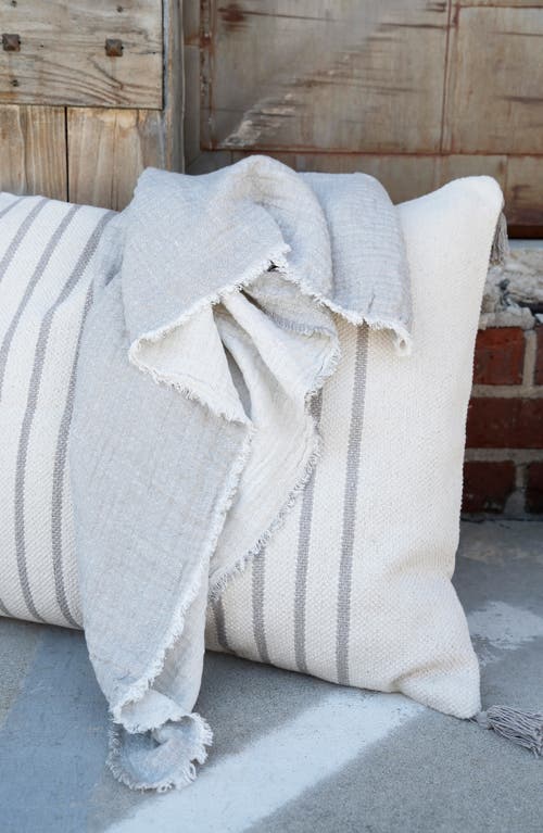 Pom Pom At Home Hermosa Oversized Cotton & Linen Throw Blanket In Light Grey/cream