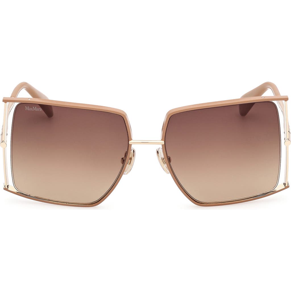 Max Mara Menton 59mm Cat Eye Sunglasses In Gold/camel Brown/grad Brown