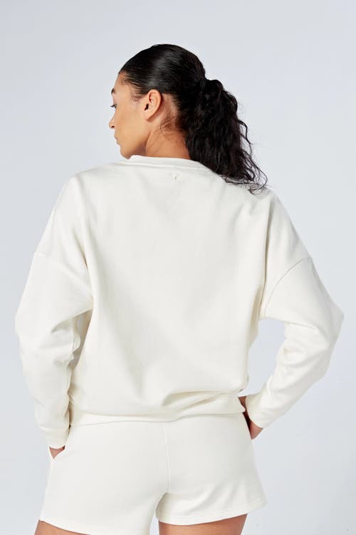 Shop Twill Active Organic Cotton Essentials Oversized Crewneck Sweatshirt In White