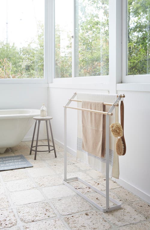 Yamazaki Bath Towel Hanger In White