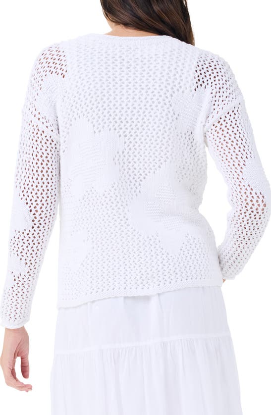 Shop Nic + Zoe Nic+zoe Bloom Open Stitch Sweater In Paper White