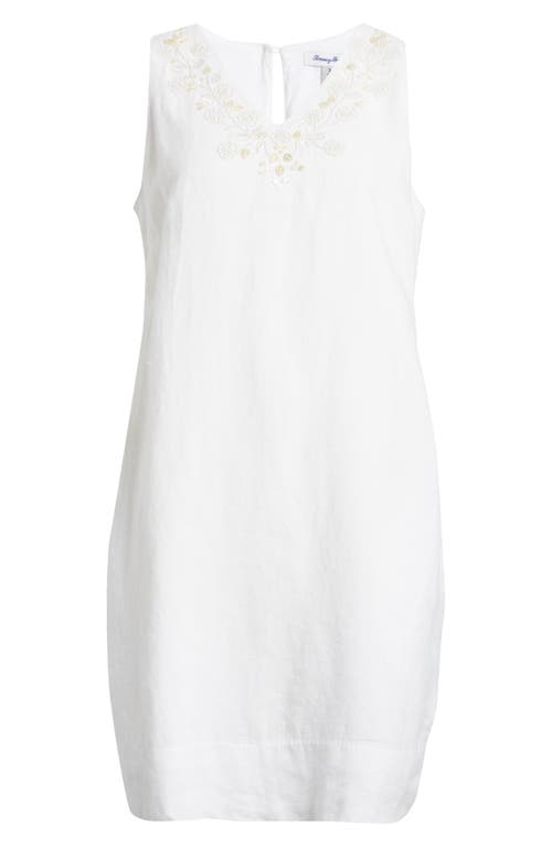 Tommy Bahama Two Palms Beaded Floral Embroidered Linen Shift Minidress White at Nordstrom,
