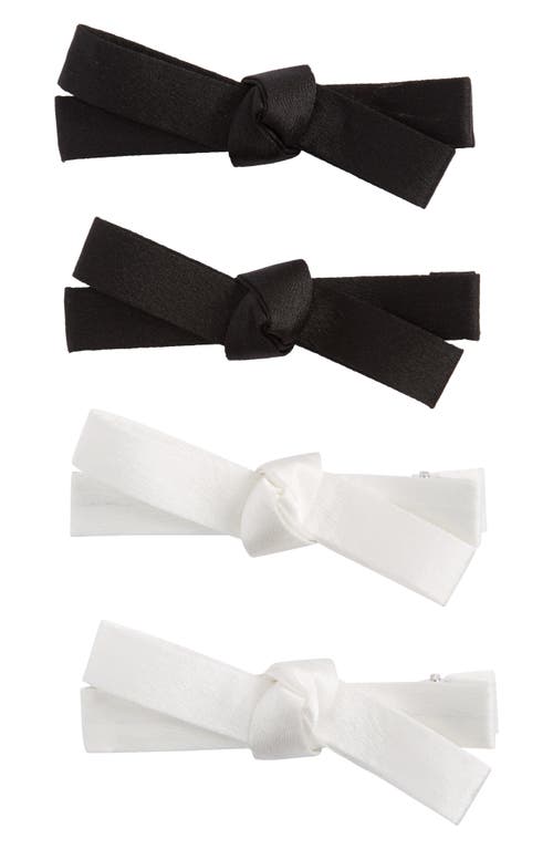 BP. 4-Pack Satin Bow Hair Clips in White- Black at Nordstrom