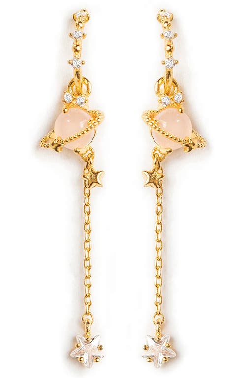 Girls Crew Pink Jupiter Dangle Earrings in Gold