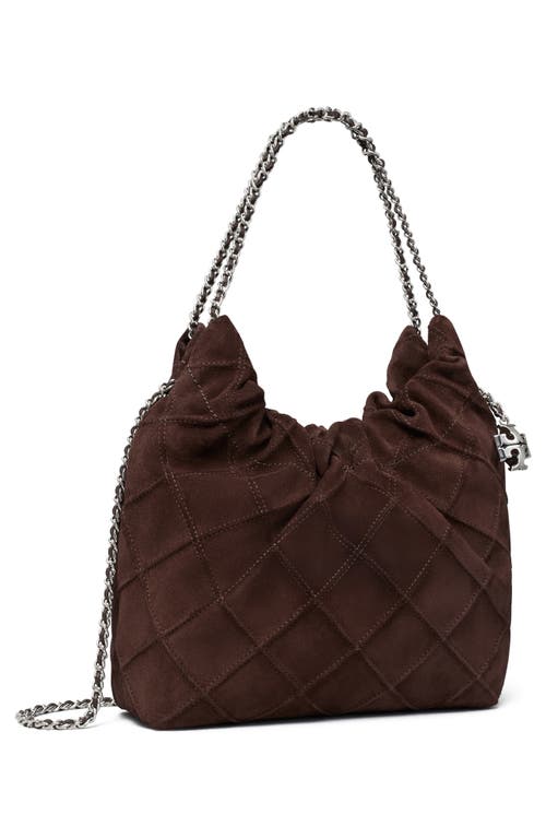 Tory Burch Fleming Suede Hobo Bag In Licorice