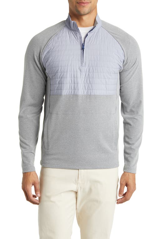 johnnie-O Leon Mixed Media Quarter Zip Pullover Meteor at Nordstrom,