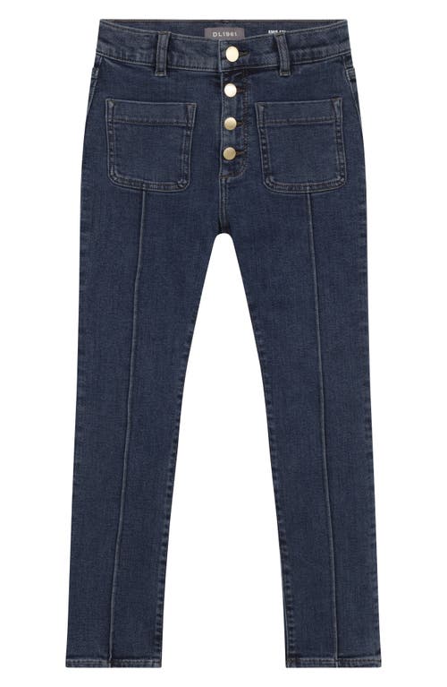 DL1961 Kids' Emie Exposed Button Straight Leg Jeans in Seacliff (Performance)