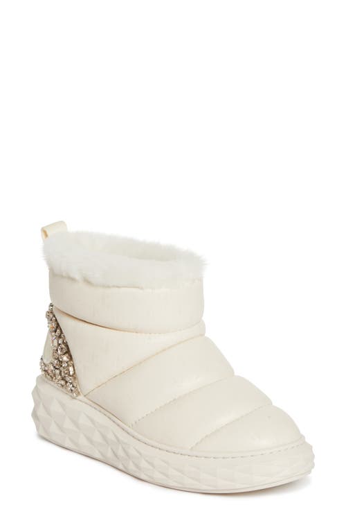 Shop Jimmy Choo Xan Embellished Wedge Puffer Boot In X Latte Mix