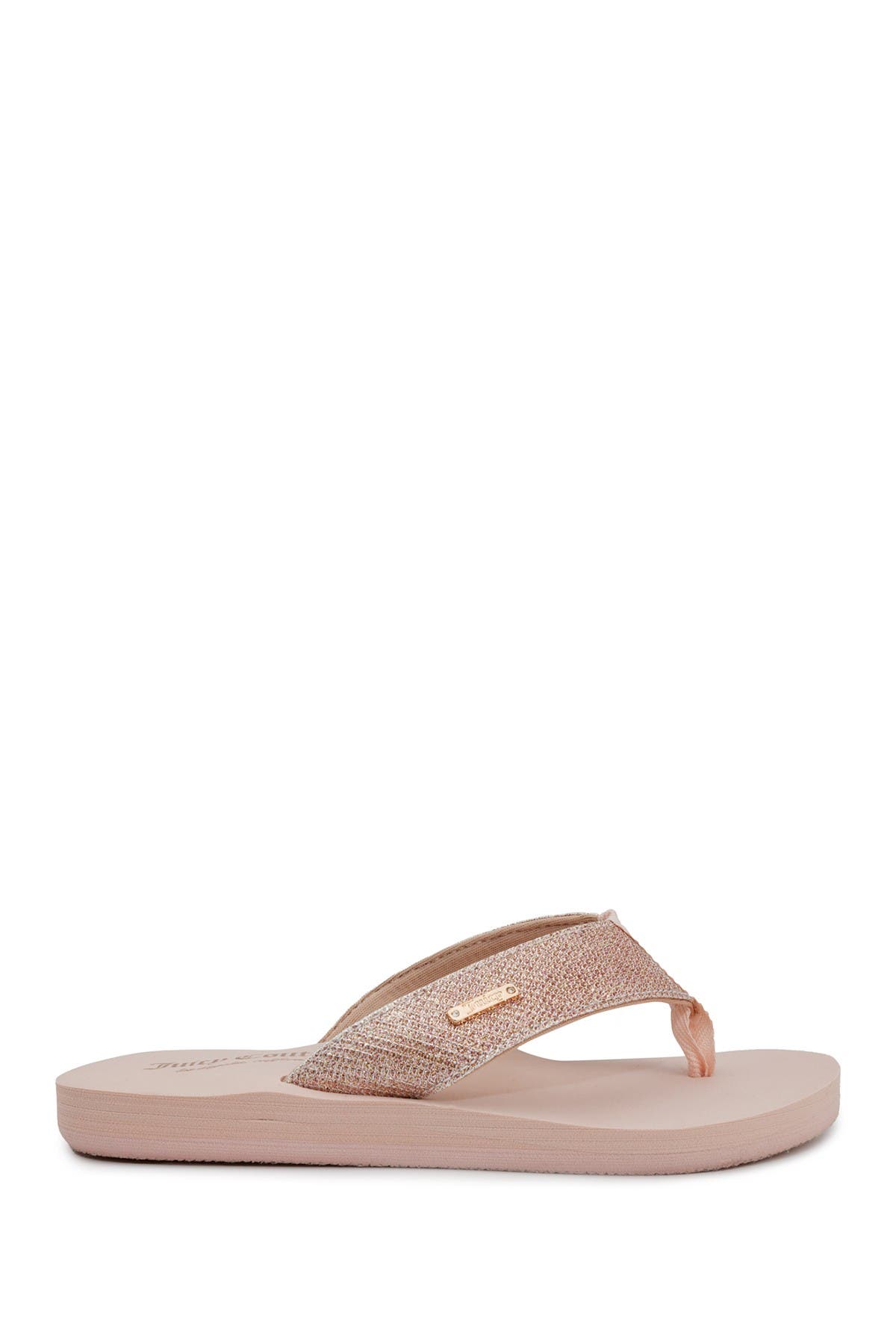 Juicy Couture Smirk Thong Sandal In Q-rose Gold Glitter