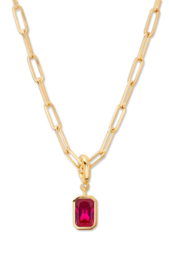 Shop Brook & York Mackenzie Birthstone Paper Clip Chain Pendant Necklace In Gold - July
