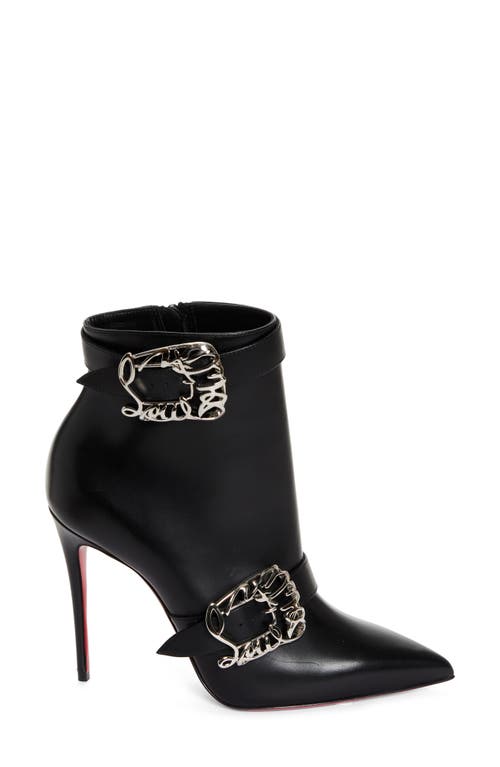 Shop Christian Louboutin Giddylina Logo Buckle Pointed Toe Bootie In Black