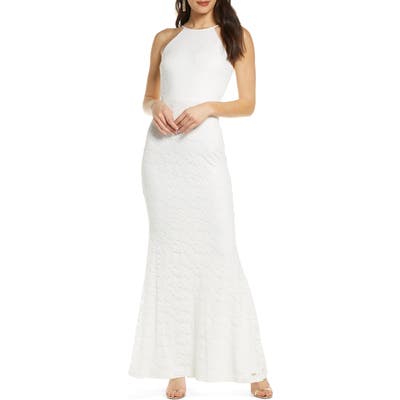 Lulus Ephemeral Lace Trumpet Gown, White