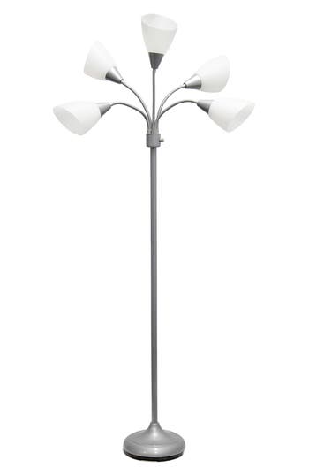 Shop Lalia Home Five Light Goose Neck Floor Lamp In Silver/white Shades