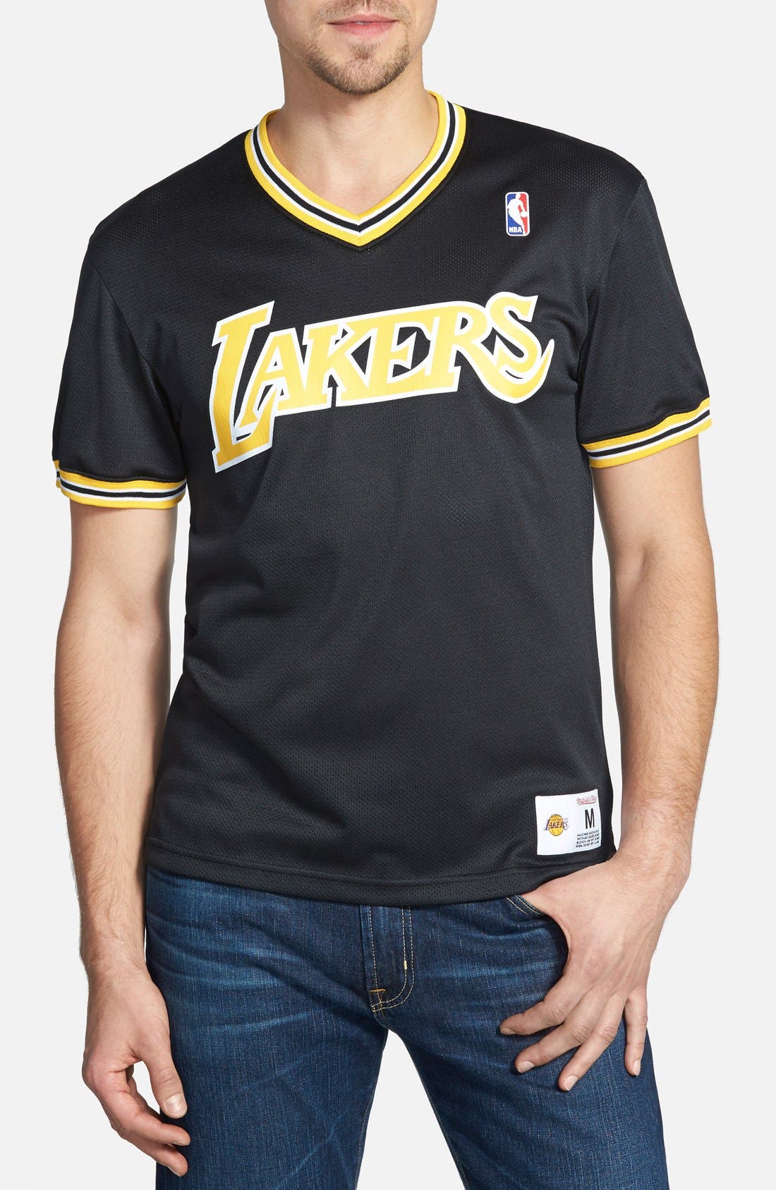 mitchell and ness lakers t shirt