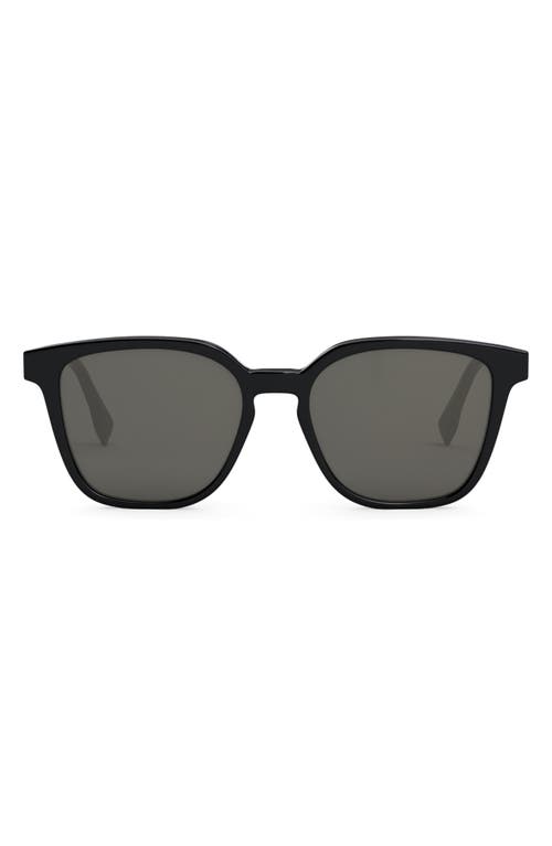 'Fendi Diagonal 53mm Geometric Sunglasses in Shiny Black /Smoke at Nordstrom