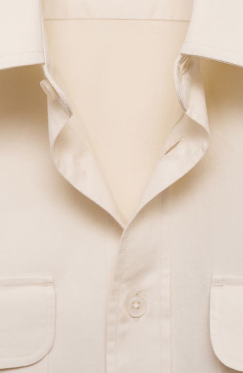 Mango Cotton Twill Button-up Overshirt In Off White