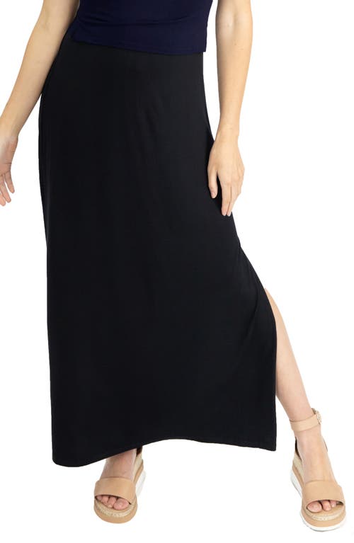 Side Slit Maternity Midi Skirt in Black