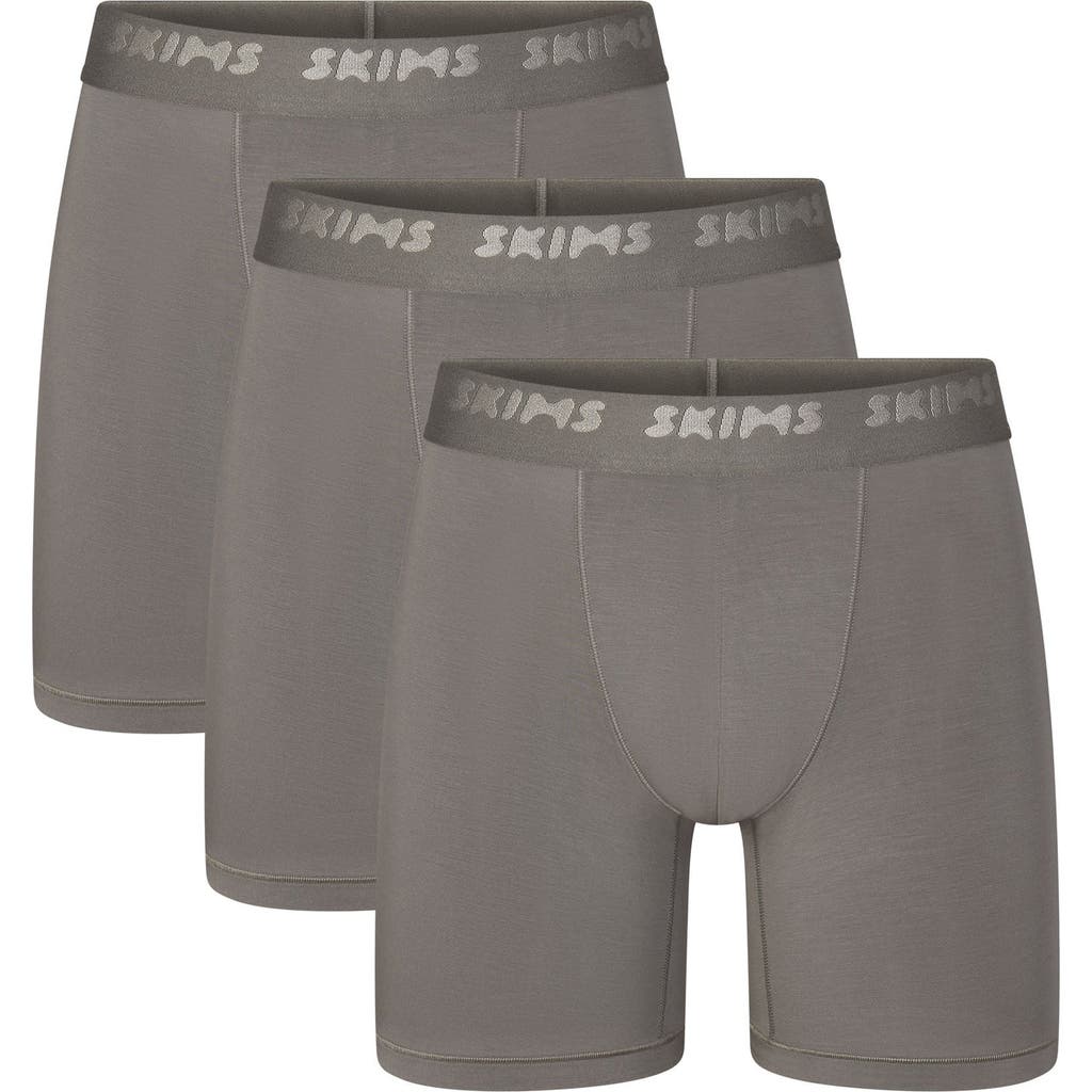Skims 3-pack 5-inch Stretch Modal Boxer Briefs In Gunmetal